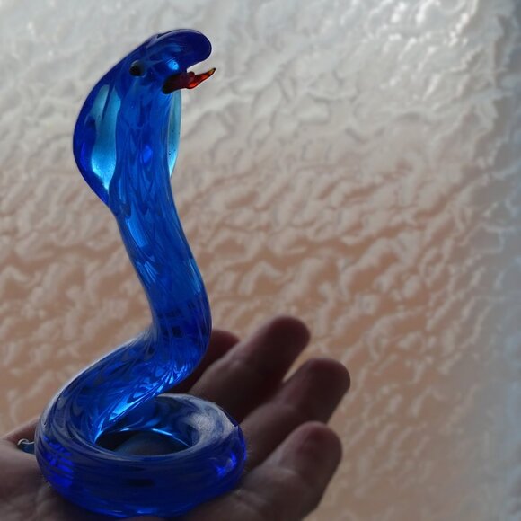 Vintage Blown Glass Blue Snake Figurine - Picture 7 of 8